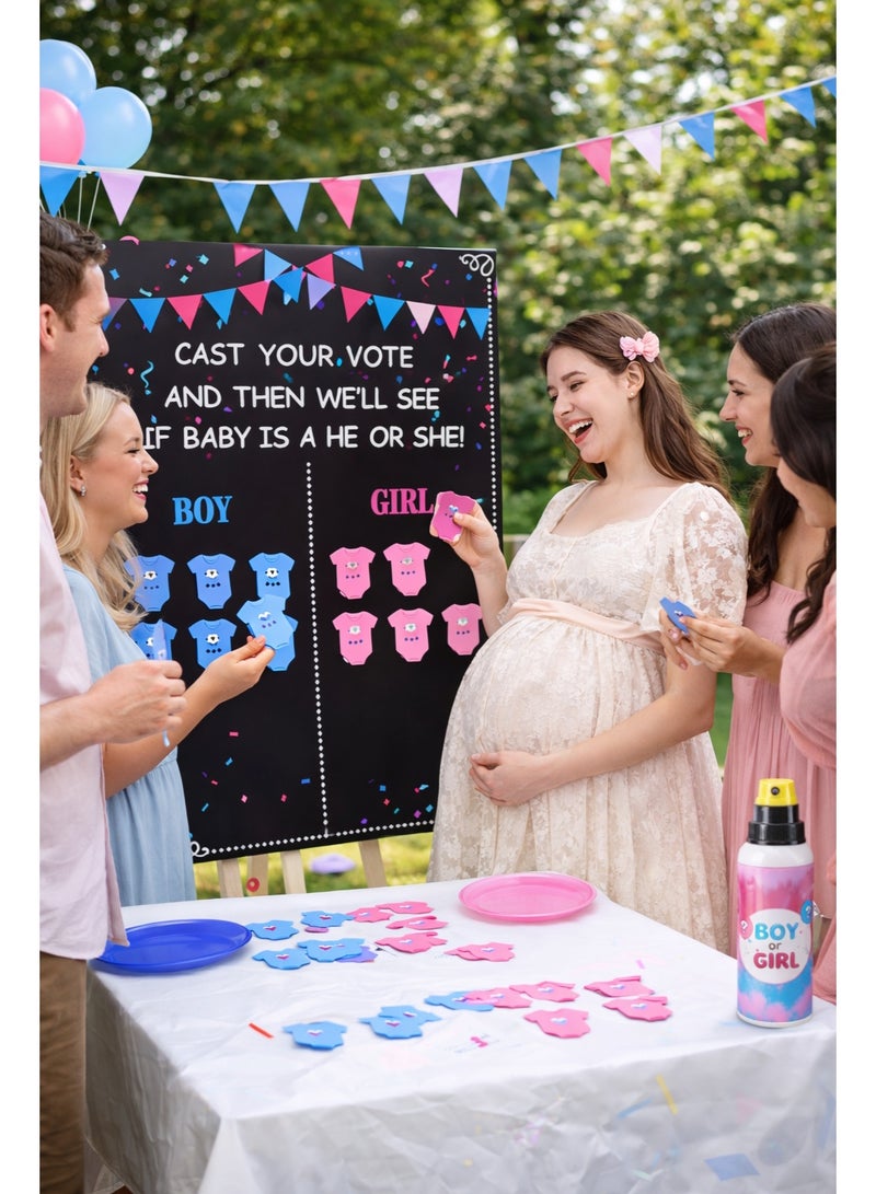 JOLLITY LLC Gender Reveal Game Kit with Pink Powder Spray | Cast Your Vote Board, Boy or Girl Cards, Party Decoration Set | Baby Shower Gender Reveal Supplies - Image 3