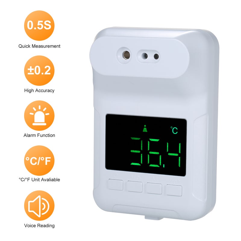 Non-Contact Digital Thermometer Voice Reading Thermometer Wall-Mounted Infrared Forehead Thermometer with LCD Display Fever Alarm Memory Function ℃/℉ - Image 3