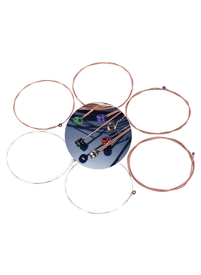 Generic - TX620-P Acoustic Folk Guitar Steel Strings 6pcs Full Set Replacement (.010-.047) High-carbon Steel Core Copper Wire Wound Extra Light Tension with End Ball - Image 1