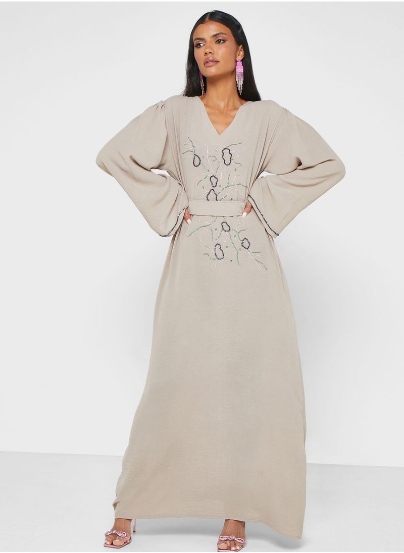 hayas closet - Embellished Belted Jalabiya - Image 1