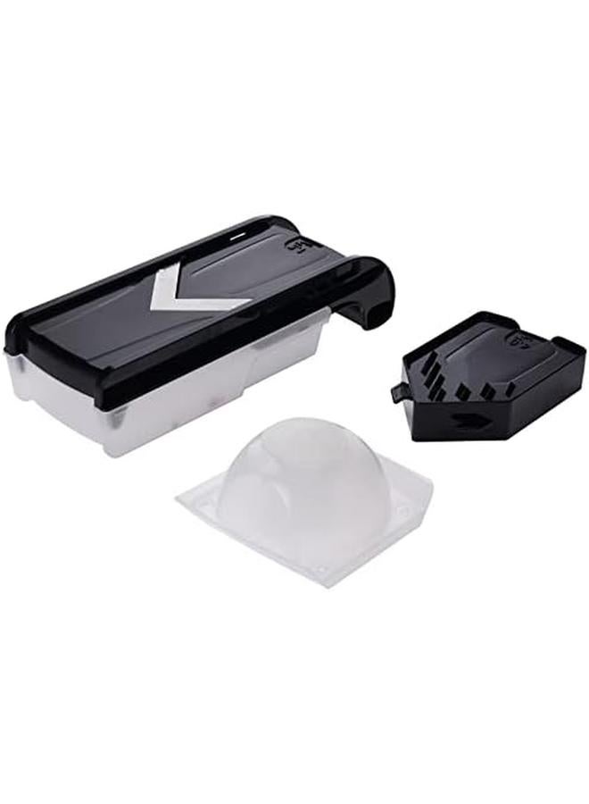 Prestige Plastic 6 In 1 Mandolin Slicer Interchangeable Blades Four Thickness Settings Two Julienne Settings Sharp V Shaped Stainless Steel Blades Black - Image 2