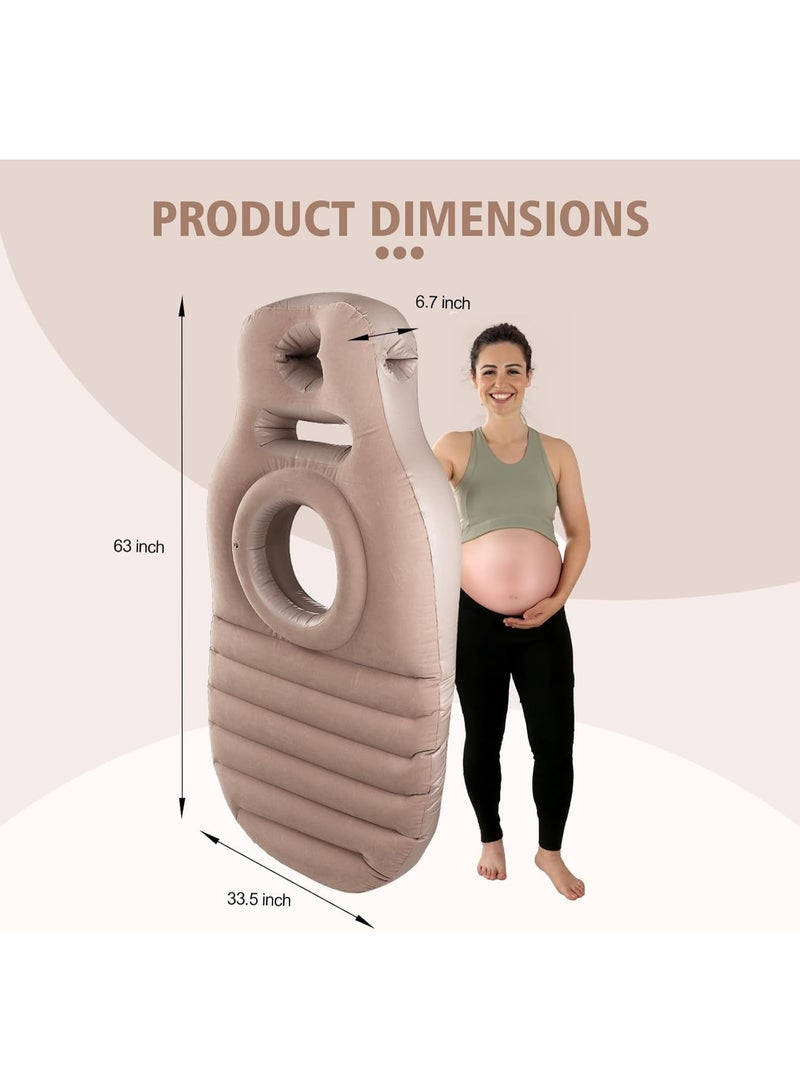 Arabest Inflatable Pregnancy Pillow, Full Body Maternity Airbed/Float with Hole for Tummy, The Best Pregnancy Pillow for Sleeping Prone, Maternity Pillow and Pregnancy Must Haves (Khaki) - Image 4