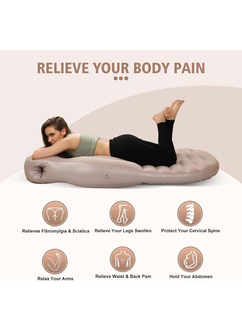 Arabest Inflatable Pregnancy Pillow, Full Body Maternity Airbed/Float with Hole for Tummy, The Best Pregnancy Pillow for Sleeping Prone, Maternity Pillow and Pregnancy Must Haves (Khaki) - Image 2