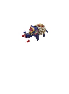 Antique Museum Handmade Hand Painted Elephant with carving Work 1.5 Inch  - Image 2