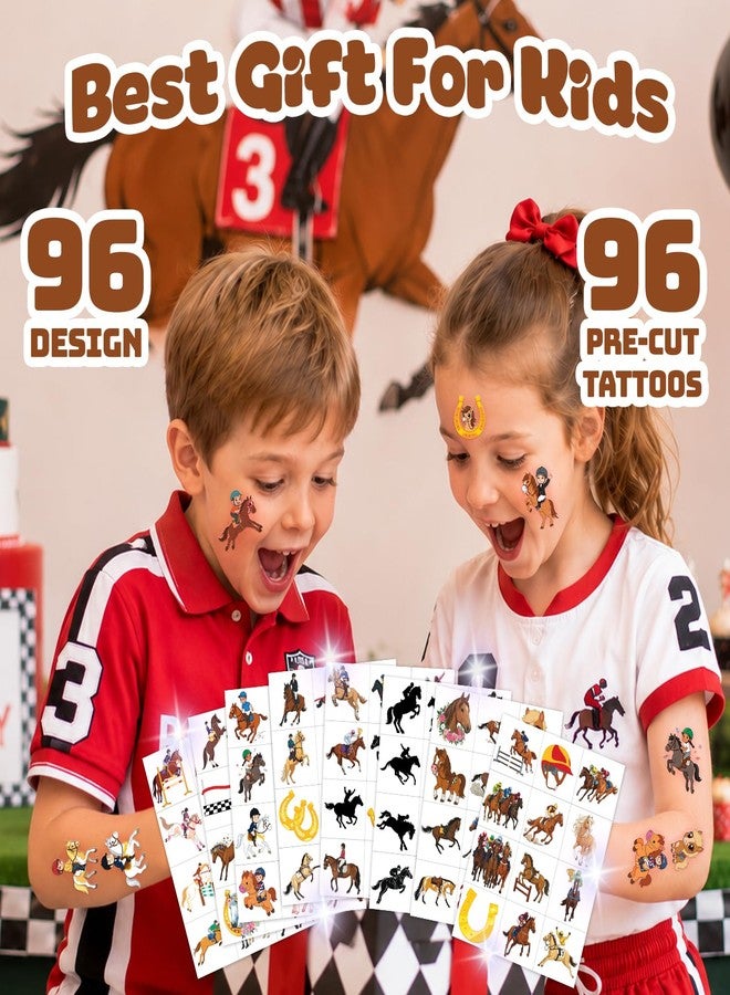91TATTOOS 96 PCS Horse Racing Pre-Cut Temporary Tattoos for Kids - Image 4