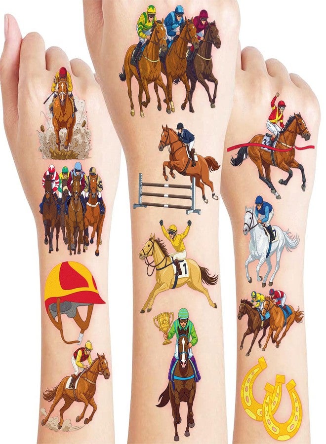 91TATTOOS 96 PCS Horse Racing Pre-Cut Temporary Tattoos for Kids - Image 1