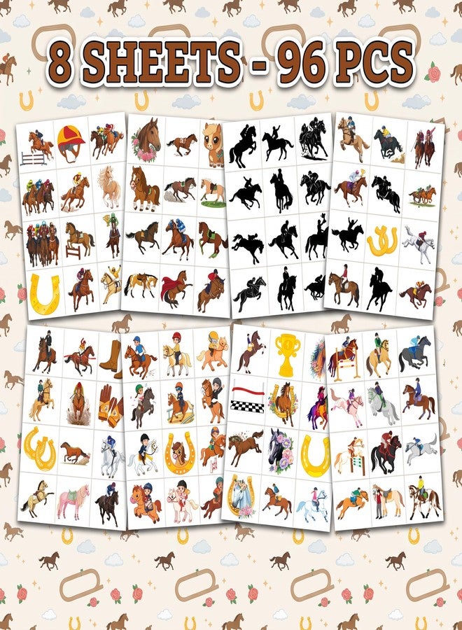 91TATTOOS 96 PCS Horse Racing Pre-Cut Temporary Tattoos for Kids - Image 3