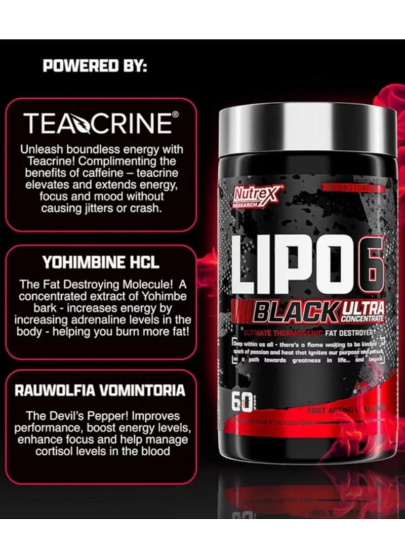 Nutrex Research Lipo-6 Black Ultra Concentrate - 60 Capsules  - Image 3