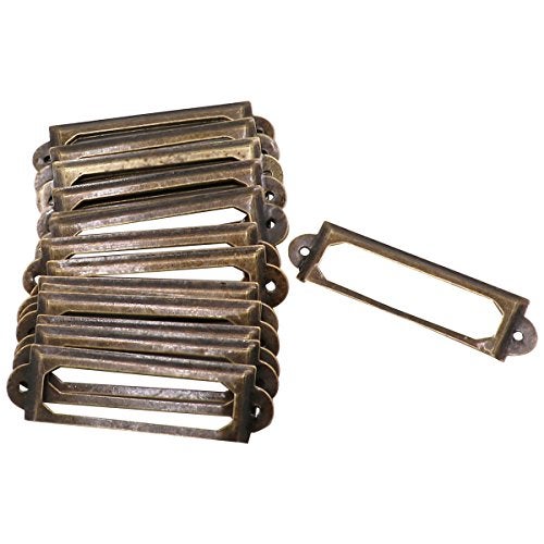 LGEGE 30pcs Brozen Tone Office Library File Drawer Tag Vintage Style Label Holder (60 x 17mm) - Image 1