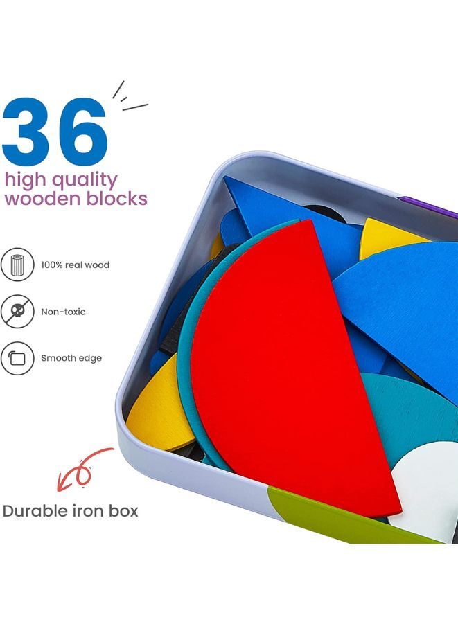 Montessori Educational Toys, Learn Sorting and Stacking Toy for Toddlers, Boys and Girls, 36 Pieces of Geometric Shapes and 60 Design Cards, Style B - Image 2