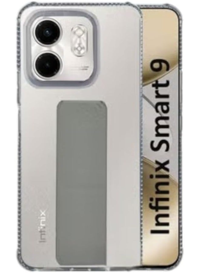 Infinix Smart 9 شفاف شاک پروف سلیکون کیس میگنیٹک ہینڈ گرفت ہولڈر کے ساتھ - Image 1