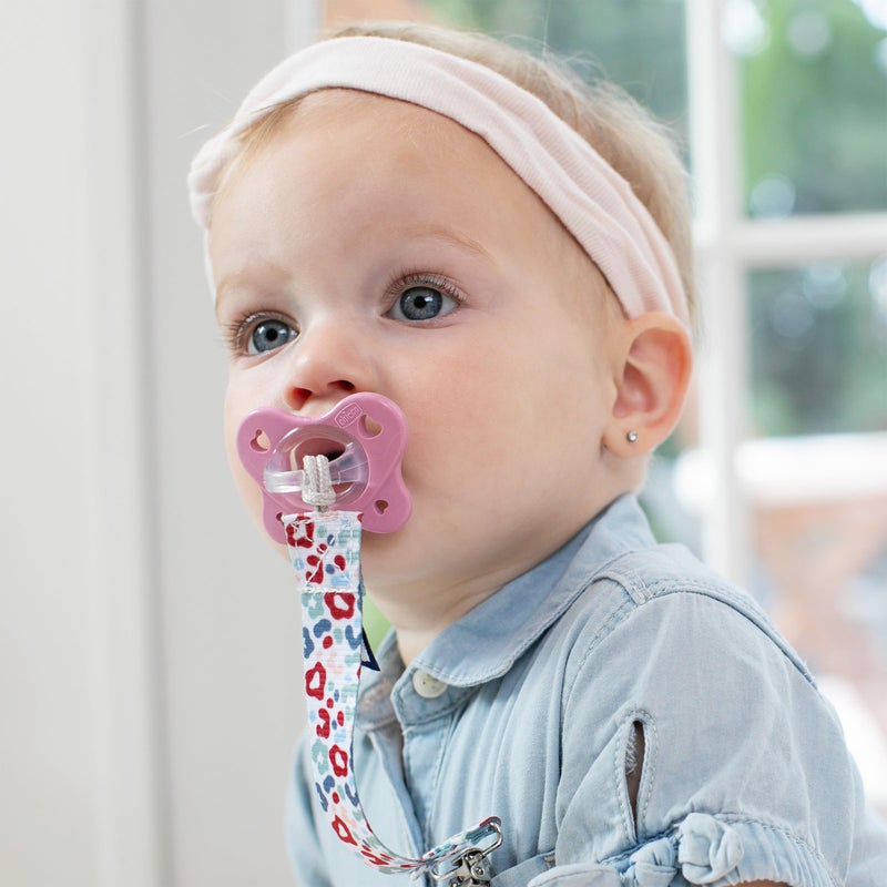 Chicco PhysioForma Dual Soft Orthodontic Pacifier for Babies 6-16 Months, 100% Soft Silicone, Supports Breathing, One-Piece Design, Included Sterilizing Case, BPA Free, 2-Pack, Grey/Dusty Rose - Image 2