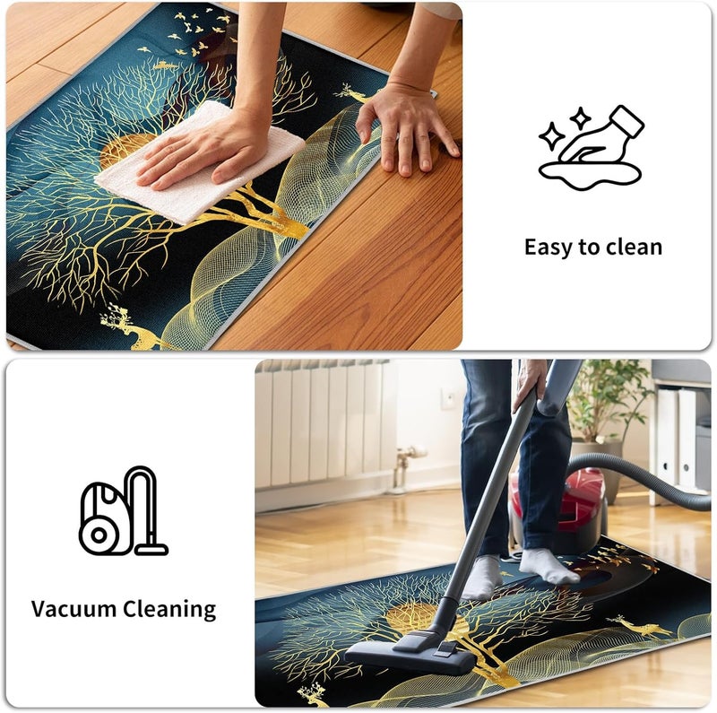 proxin 2Pcs Washable Kitchen Mat Sets,Anti Fatigue Kitchen Rugs Runner Non Slip,Water Absorbent Kitchen Floor Mat for Laundry, Bedroom (Color 5) - Image 4