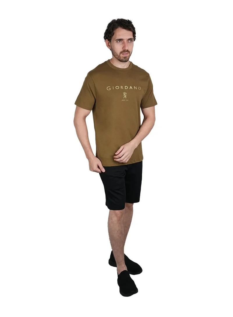 جيوردانو تيشيرت رجالي قطن بطبعة مميزة بقصة ضيقة