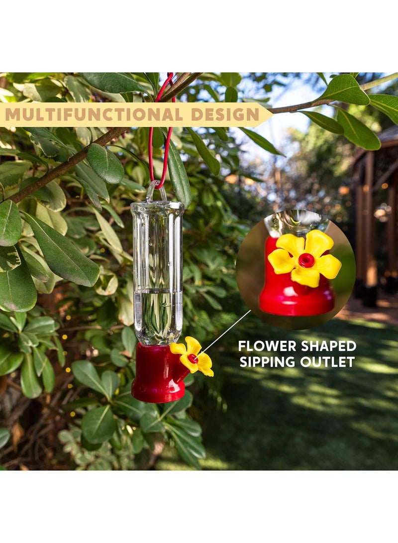 SYOSI Hummingbird Feeder, 6PCS Mini Hummingbird Feeders with Hanging Wires & 3 Cleaning Brush, Transparent Outdoor Humming Bird Feeder Set for Patio, Outside, Lawn, Backyard, Garden (2.2oz) - Image 3