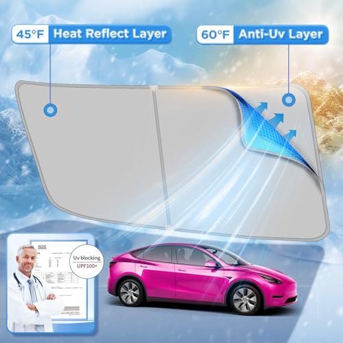 DAZANZAN 2025 Upgrade Sunshade Roof for Tesla Model Y 2025-2020 [No-Gap/No-Sagging] Roof Sun Shade Heat Insulation Sunroof Shade for Tesla Model Y Accessories 2025-2020 Gray - Image 3