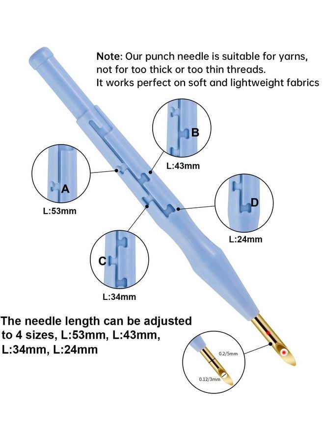 MSDADA 21Pc Punch Needle Kit Adjustable Punch Needle Tool Wooden Handle Embroidery Pen Kits Hoops Punch Needle Cloth Punch Needle Kits For Adults Beginner Diy Craft Perfect Decoration And Gifts(Blue)  - Image 5
