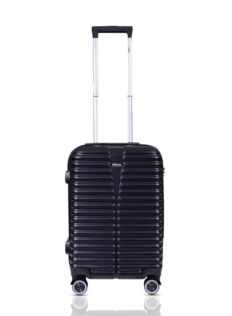 MNUK Destiny Set of 2 Luggage | Hardside Soft Handle Trolley with TSA Lock |Double 360° 8 Wheeler| Cabin-20 Inch, Large-28 Inch| Black