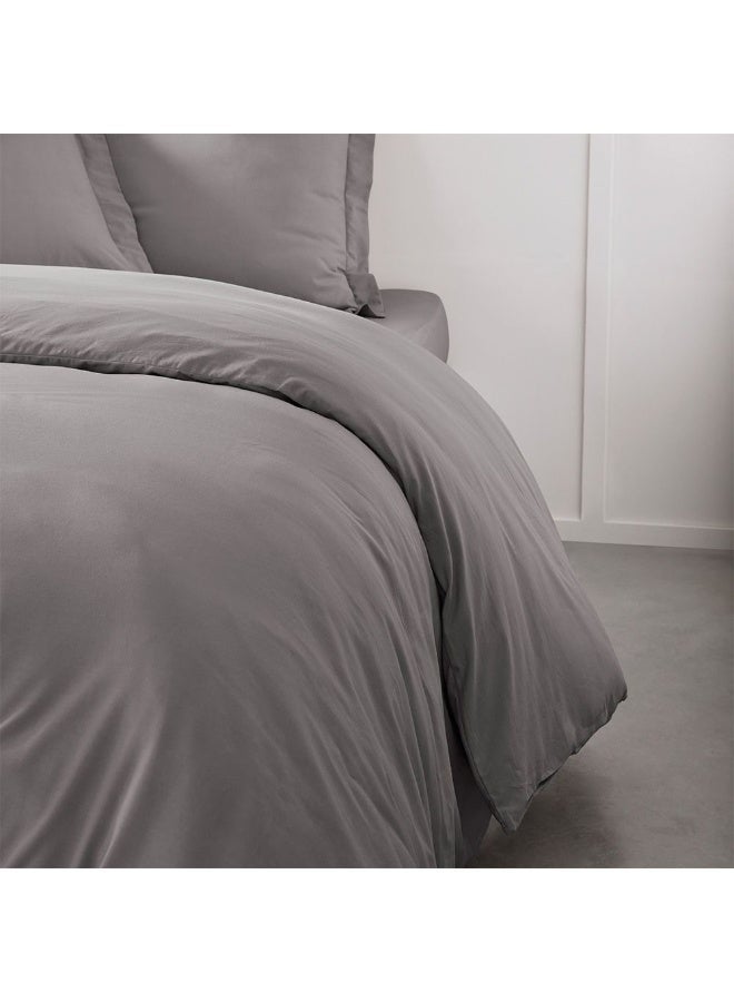 DANUBE HOME Pristine Fit 144TC Queen Duvet Cover Soft Comfortable Bedding Durable Breathable And Stylish for a Cozy Elegant Bedroom Perfect Home Decor Accent 220X240Cm Light Grey