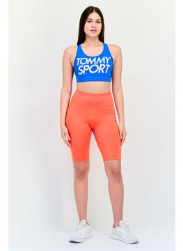 TOMMY SPORT Women Brand Logo Non Padded Sports Bra, Blue  - Image 4