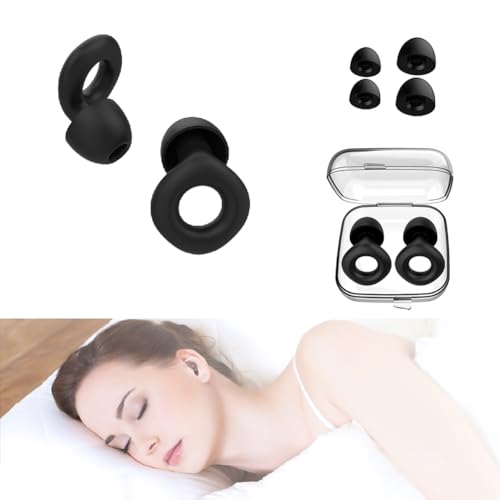 Jubobu Ear Plugs for Noise Reduction, Reusable Earplugs for Sleeping,Silicone Ear for Sleep,Noise Sensitivity & Flights,4 Silicone Sleeves with Storage Box - Image 1