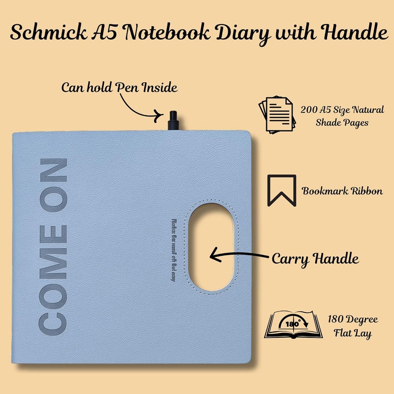 Schmick A5 Journal Notebook Diary for Men Women | Office Journal Diary Notebook with Handle (200 Ruled Pages, 6 x 8.5 Inches, 80 GSM) (Handle Diary) - Image 3