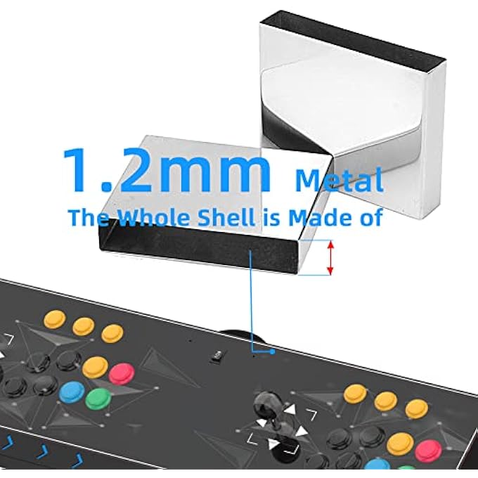 rayihni ARCADE JOYSTICK CONSOLE 2 PLAYERS VIDEO GAME ARCADE FIGHTING STICK FOR HOME, COMPATIBLE WITH NEOGEO MINI/PC/PS CLASSIC/NINTENDO SWITCH/PS3/ANDROID/RASPBERRY PI (BLACK) - Image 2