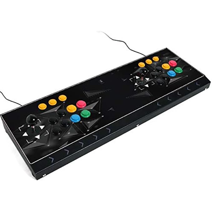 rayihni ARCADE JOYSTICK CONSOLE 2 PLAYERS VIDEO GAME ARCADE FIGHTING STICK FOR HOME, COMPATIBLE WITH NEOGEO MINI/PC/PS CLASSIC/NINTENDO SWITCH/PS3/ANDROID/RASPBERRY PI (BLACK) - Image 1