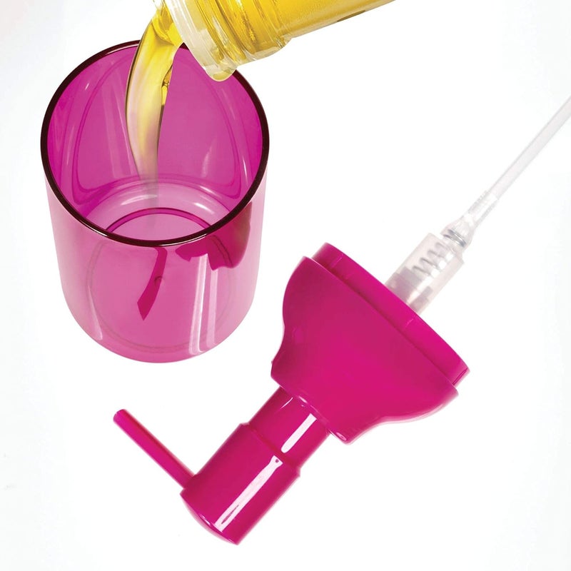 InterDesign Plastic Liquid Soap Dispenser for Bathroom or Kitchen, Refillable Bottle with Rustproof Plastic Pump for Essential Oil, Lotion, Dish Soap, Holds 355 ml, Size - (7 x 7 x 21) CM, Magenta - Image 2