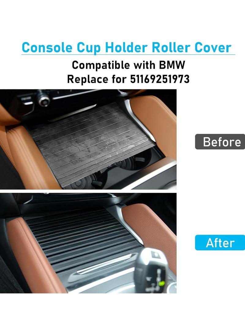 Generic Sliding Console Cover for BMW X5 F15/X6 F16 (2013 2014 2015 2016 2017 2018 2019) Accessories – Cup Holder Shutter  - Image 2