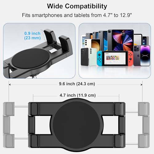 Keuvirya Aluminum Heavy Duty Tablet Mount Car Holder Dashboard for Truck/Vehicle/Desk/Wall, 360° Adjustable Dual Arm iPad Stand Holder Mount for 4.7"-12.9" iPad Pro/Air/Mini/Samsung Galaxy Tab - Image 5