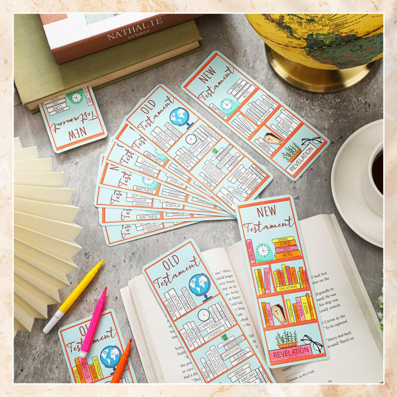 Fuyoooo 100 Pcs Books of The Bible Bookmarks Bible Book Tracker Old and New Testament Reading Page Markers Christian Scripture Study Supplies for Women Men - Image 4