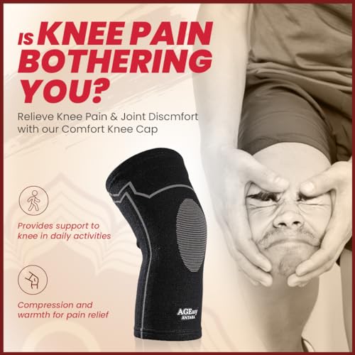 AGEasy (Max Group) Kneecap for Men & Women | Knee Support for Gym, Sports & Pain Relief | 4-Way Stretch, Anti-Slip, Inner Cotton Lining for Comfort | Knee Sleeves for Squats, Running & Cycling (Black-Grey, XXL) - Image 2