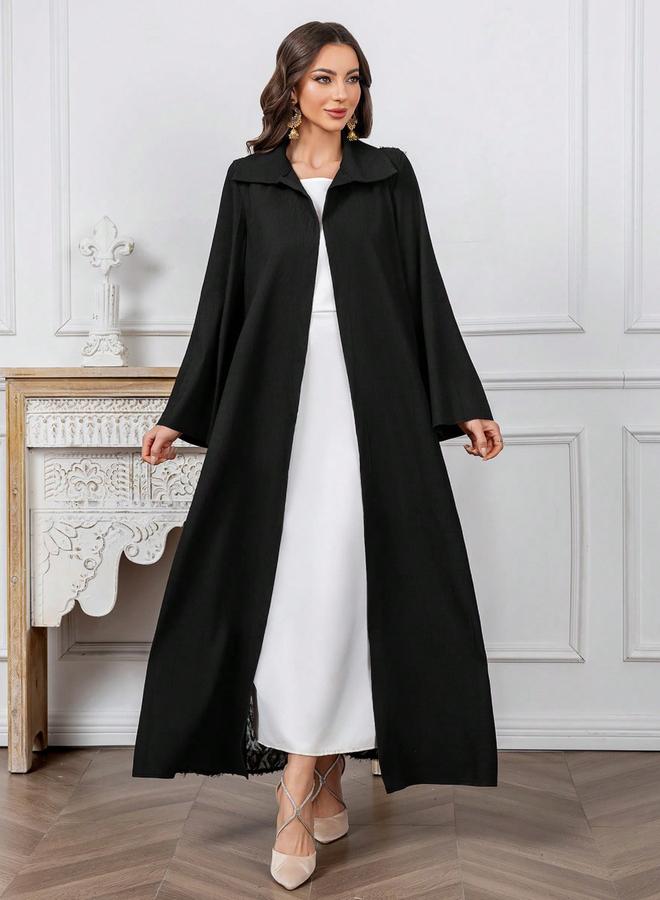 Take Two Black Furry Back Panel Front Open Kimono - Image 1