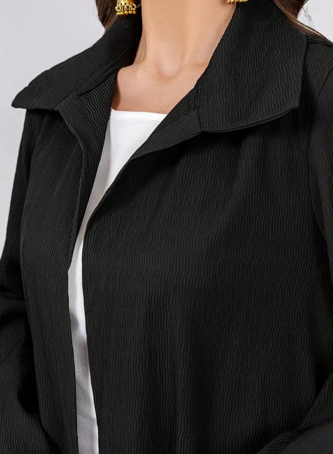 Take Two Black Furry Back Panel Front Open Kimono - Image 2