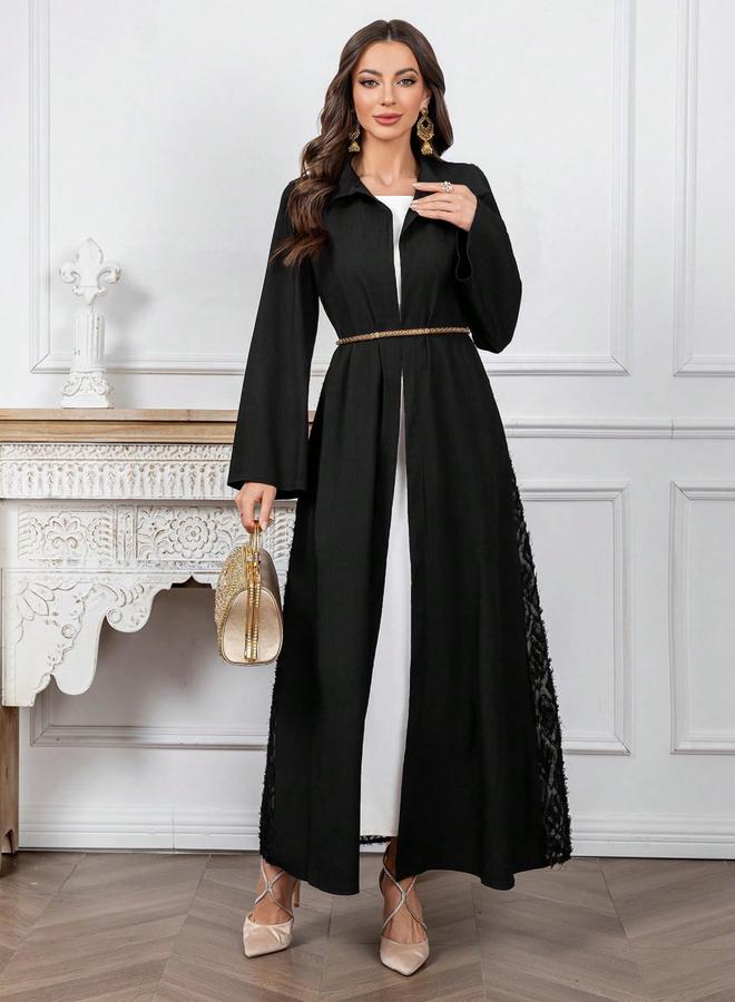 Take Two Black Furry Back Panel Front Open Kimono - Image 3