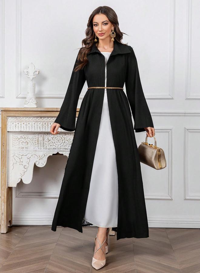 Take Two Black Furry Back Panel Front Open Kimono - Image 4