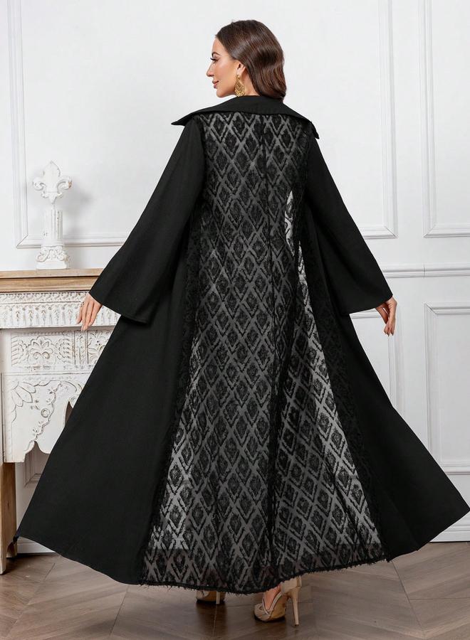 Take Two Black Furry Back Panel Front Open Kimono - Image 5