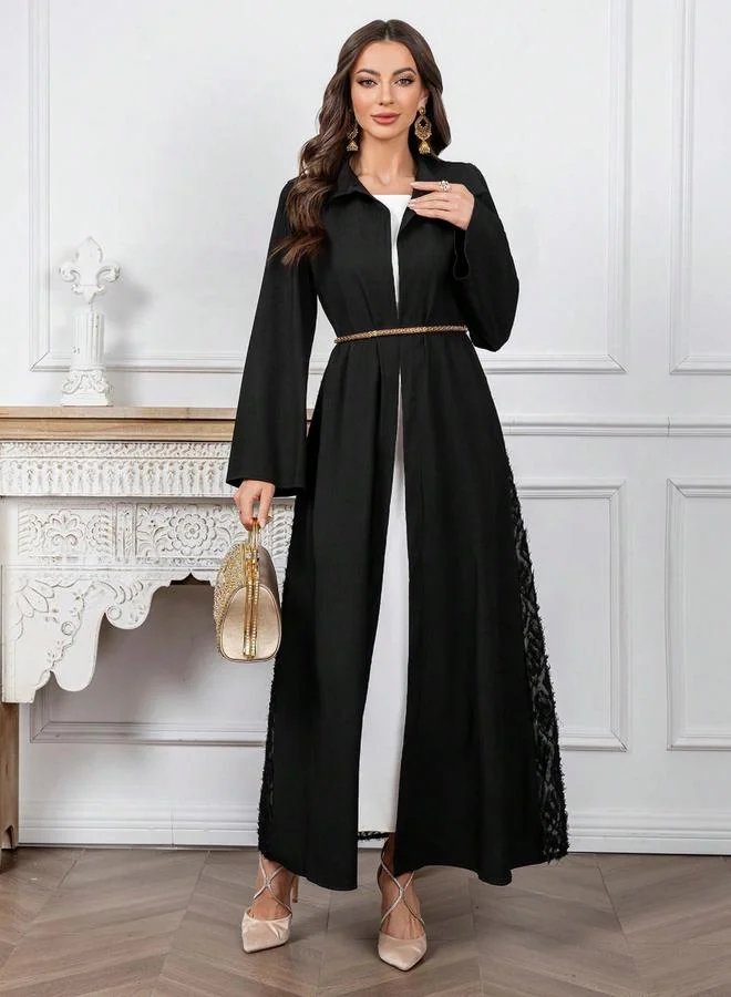 Take Two  Take Two Black Furry Back Panel Front Open Kimono for Women | Best Price UAE