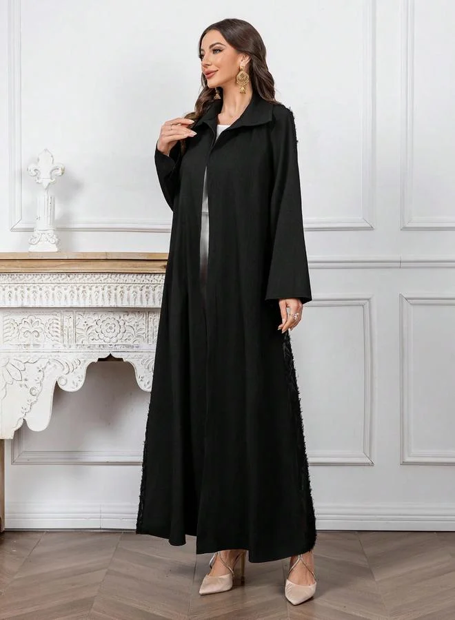Take Two  Take Two Black Furry Back Panel Front Open Kimono for Women | Best Price UAE