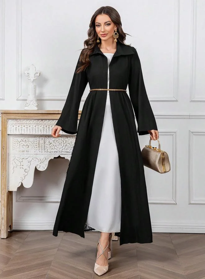 Take Two  Take Two Black Furry Back Panel Front Open Kimono for Women | Best Price UAE