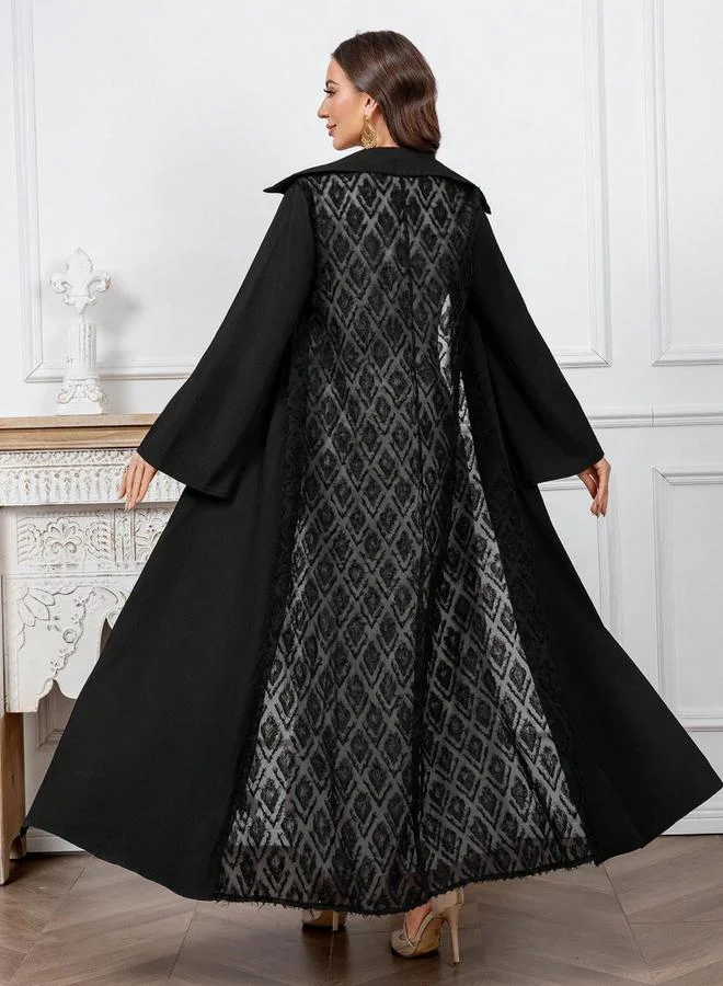 Take Two  Take Two Black Furry Back Panel Front Open Kimono for Women | Best Price UAE