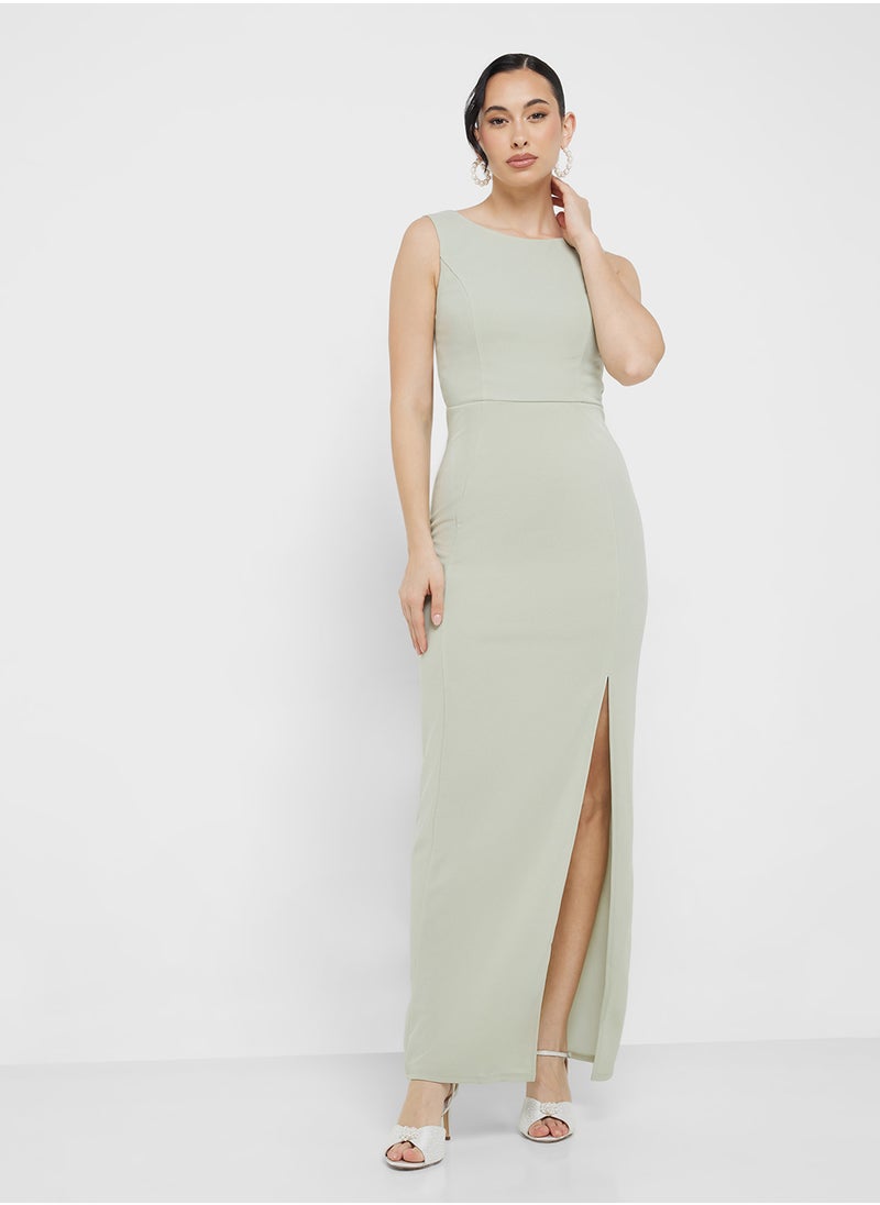 Little Mistress Waterlily Satin Bow Maxi Dress  - Image 4