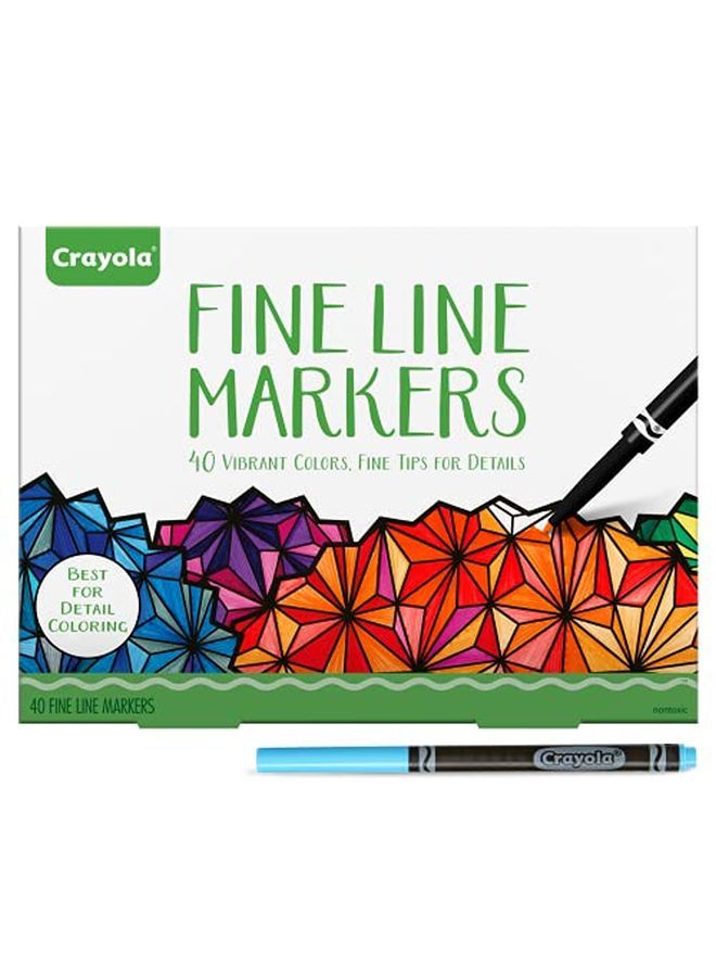 Crayola Fine Line Markers Adult Coloring Set Kids Indoor Activities At Home Gift 40 Count - Image 2