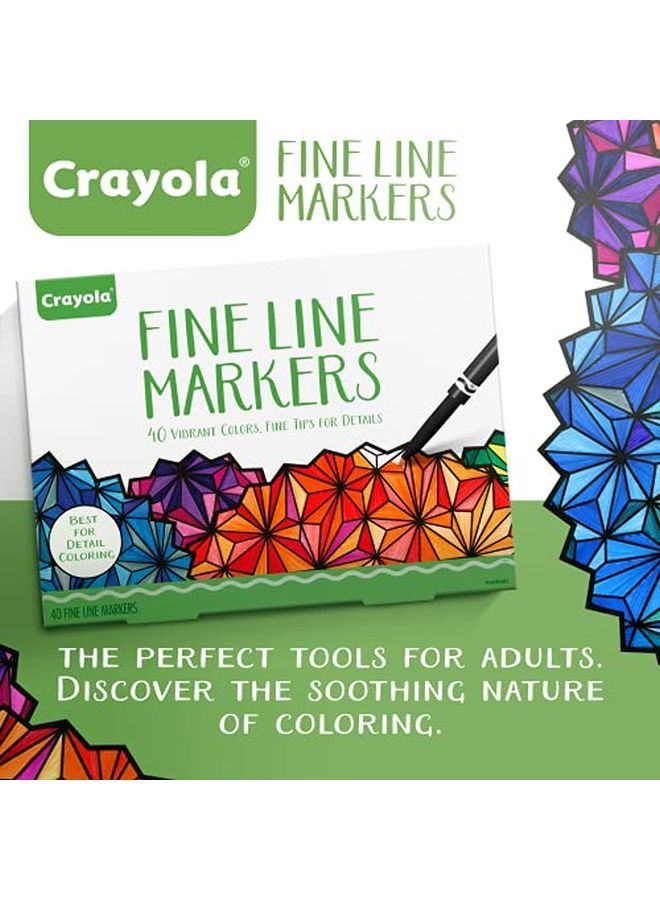 Crayola Fine Line Markers Adult Coloring Set Kids Indoor Activities At Home Gift 40 Count - Image 5