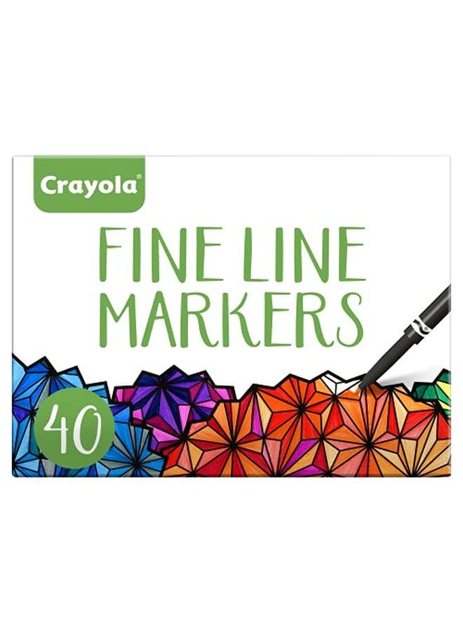Crayola Fine Line Markers Adult Coloring Set Kids Indoor Activities At Home Gift 40 Count - Image 1