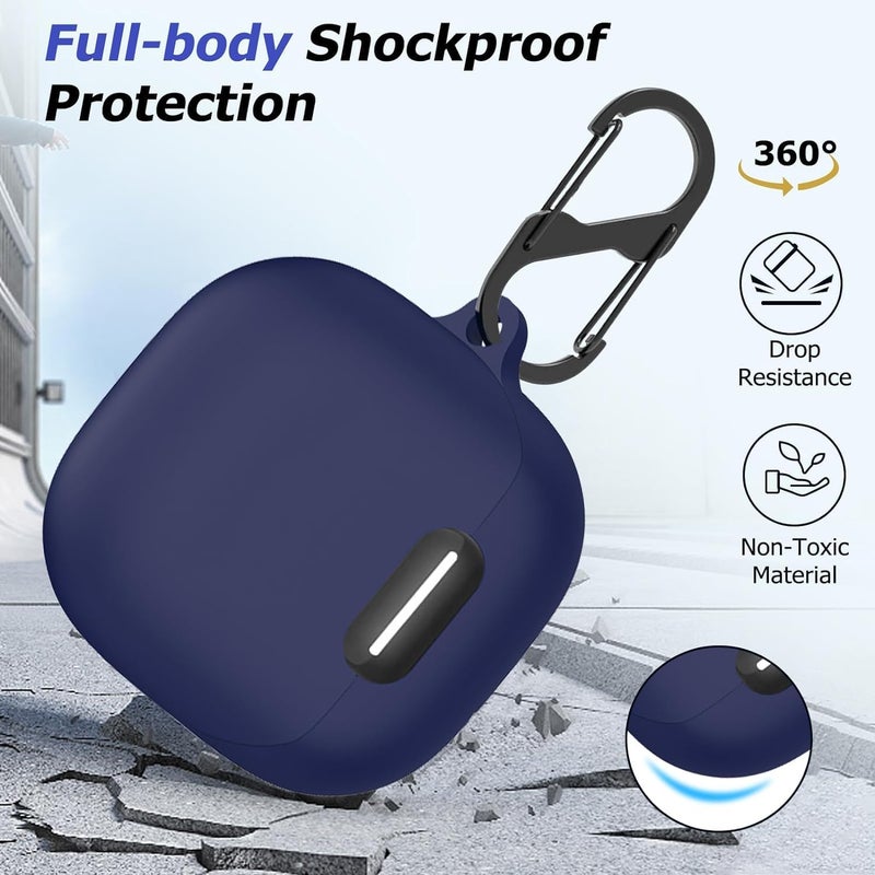 LINJIE Compatible with Anker Soundcore Liberty 4 NC Case Cover, Soft Silicone Shockproof Protective Case Skin for Soundcore Liberty 4 NC Wireless Earbuds (Midnight Blue) - Image 3
