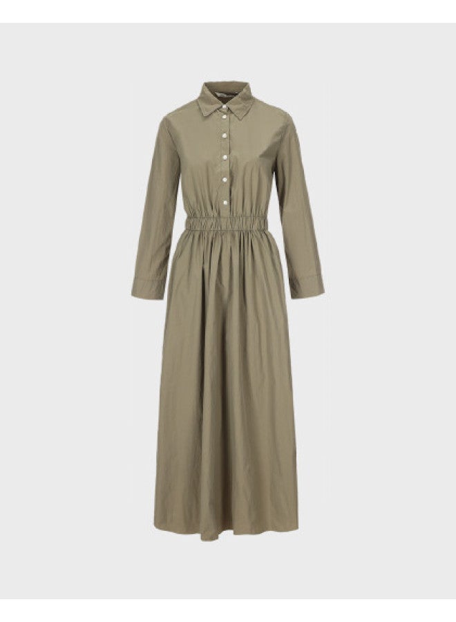 Zara Minimalist Casual Solid Color Shirt Dress With Waist Tie, Slim-fit, Lapel Collar Long Dress - Image 1