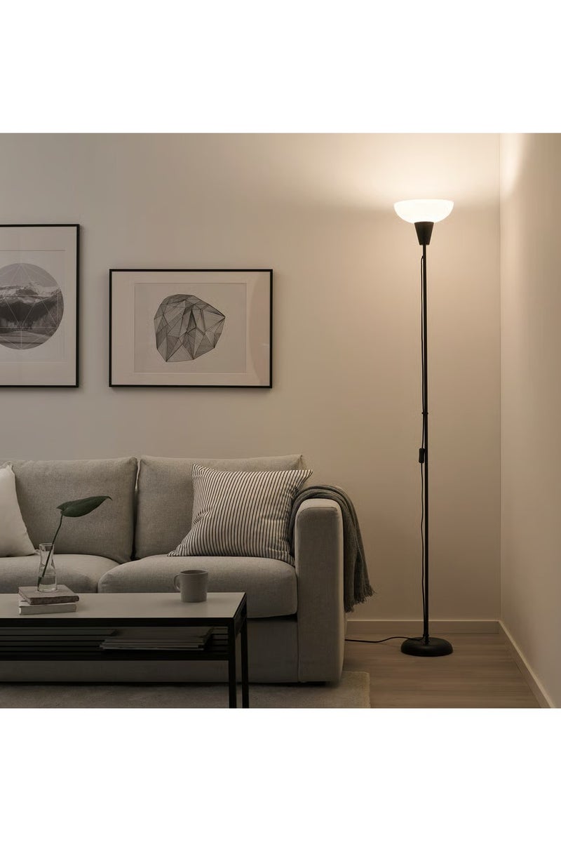 Selecto Hub Modern Floor Lamp, Floor Uplighter, Max 13 W, Steel Frame, Shade Diameter 24 cm, Height 180 cm, Black/white - Bulb Included - Image 1