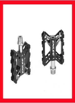 Generic A Pair of Mountain Road Bicycle Aluminum Alloy Double Ball Pedals,Bike Pedals,Aluminum Alloy Bicycle Pedals,Black Universal Lightweight Aluminum Alloy Platform Pedals  - Image 1